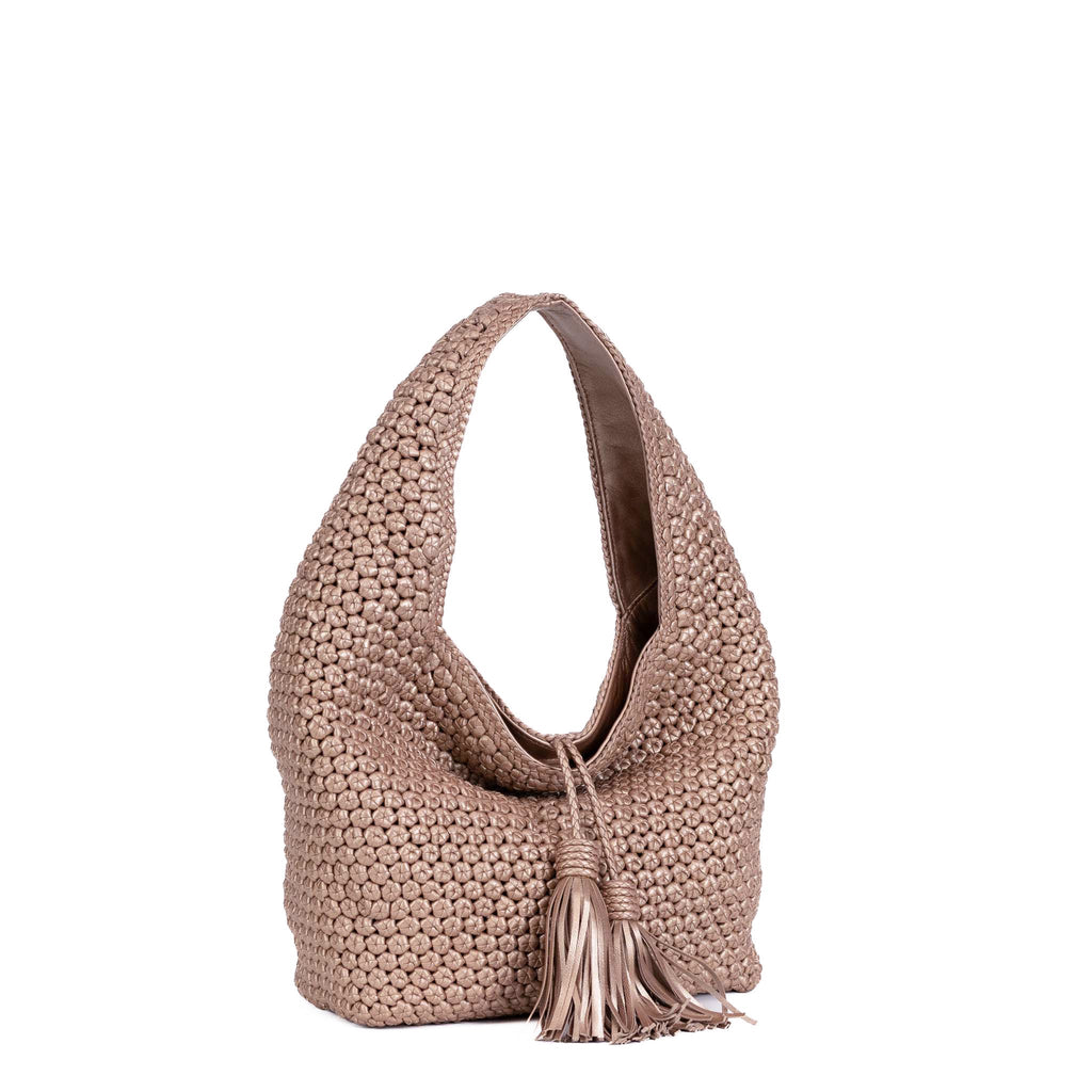 Metallic Rose Gold Hobo Bag